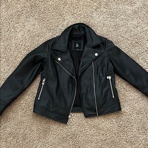 Girl's Black Faux Leather Jacket